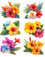 Floral flower vector Illustrations on white background