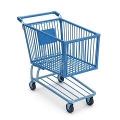 Blue shopping cart isolated on white