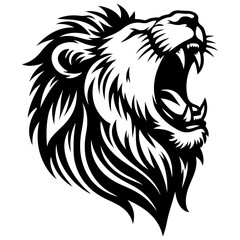 black and white lion vector 