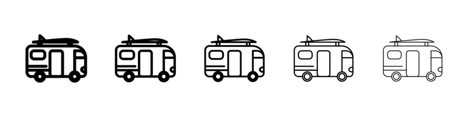 Surfing Bus icon Symbol mark in Outline style