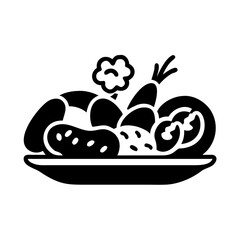 roasted vegetables icon, roasted vegetables silhouette vector illustration-simple silhouette illustration of roasted vegetables, perfect for roasted vegetables logos and icons
