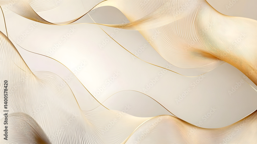 Poster elegant swirls of shimmering gold on a soft beige backdrop create a serene and sophisticated atmosph