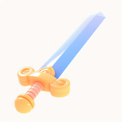 Colorful cartoon sword with a shiny blade.