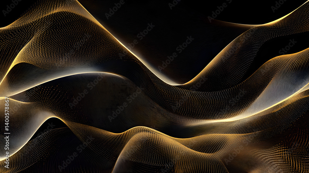 Aufkleber A mesmerizing wave pattern in elegant gold and black tones, creating a dynamic and fluid visual experience.