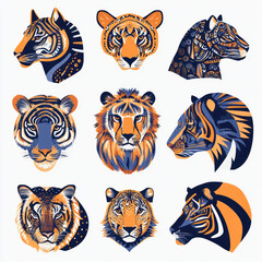 set of tiger heads