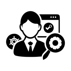 seo icon icon, seo icon silhouette vector illustration-simple silhouette illustration of seo icon, perfect for seo icon logos and icons