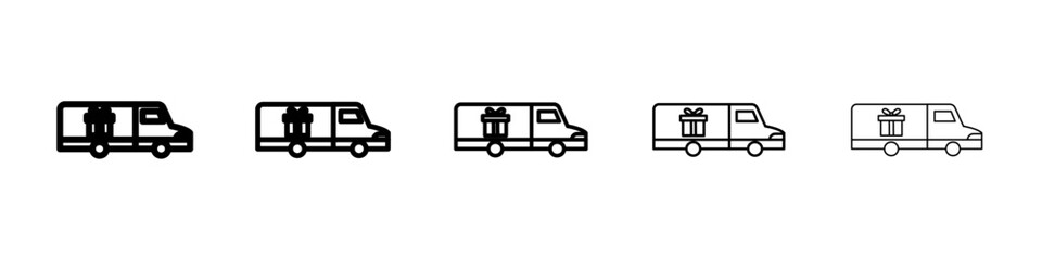 Truck carrying gift box icon Symbol mark in Outline style
