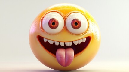 Playful 3D cartoon emoticon with wide eyes and tongue out.