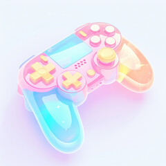 Colorful gaming controller on a light background.
