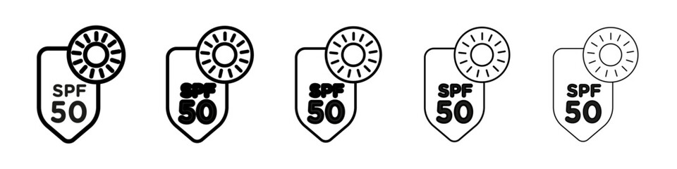 UV SPF 50 protect icon Symbol mark in Outline style
