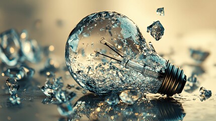 A shattered lightbulb symbolizes the demise of a brilliant idea.