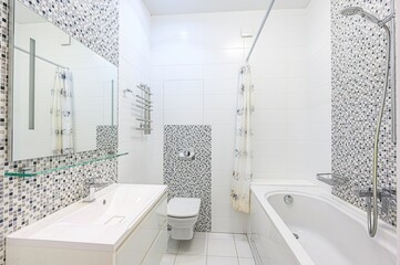 interior apartment room bathroom, sink, decorative elements, toilet