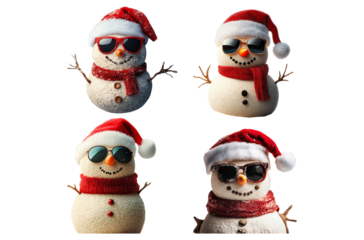 Cute snowman characters for winter holiday and Christmas themes