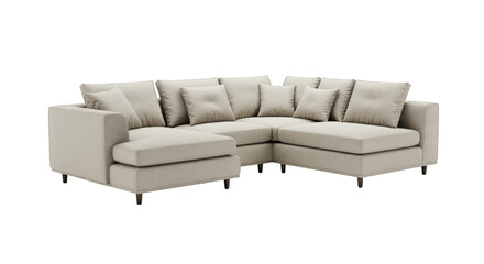 Obraz premium Elegant Beige Sectional Sofa Perfect for Modern Living Room Interiors, Offering Comfort and Style with Plush Cushions and Sleek Design