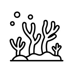 Obraz premium Coral reef illustration with bubbles and marine life for ocean ecosystem and underwater world design