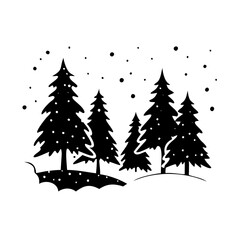 Obraz premium snow covered forest icon, snow covered forest silhouette vector illustration-simple silhouette illustration of snow covered forest, perfect for snow covered forest logos and icons