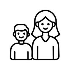 Illustration of mother and child family vector icon representing parenthood and childhood together