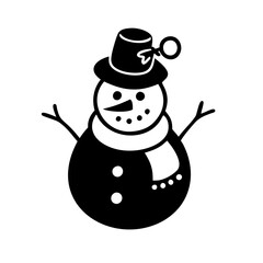 snowman icon, snowman silhouette vector illustration-simple silhouette illustration of snowman, perfect for snowman logos and icons