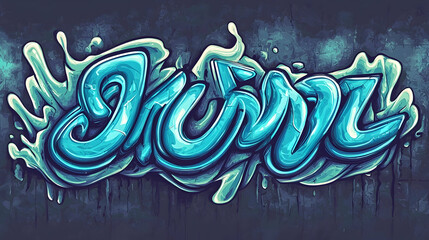 Teal June Graffiti Art, Urban Background, Month Calendar Design