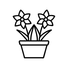 Illustration of potted flowers for spring season decoration and gardening projects line art drawing vector