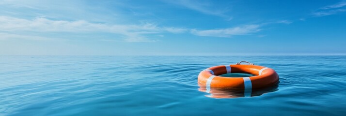Lonely life preserver adrift at sea