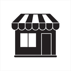 Store Icon Vector in Flat Silhouette Style