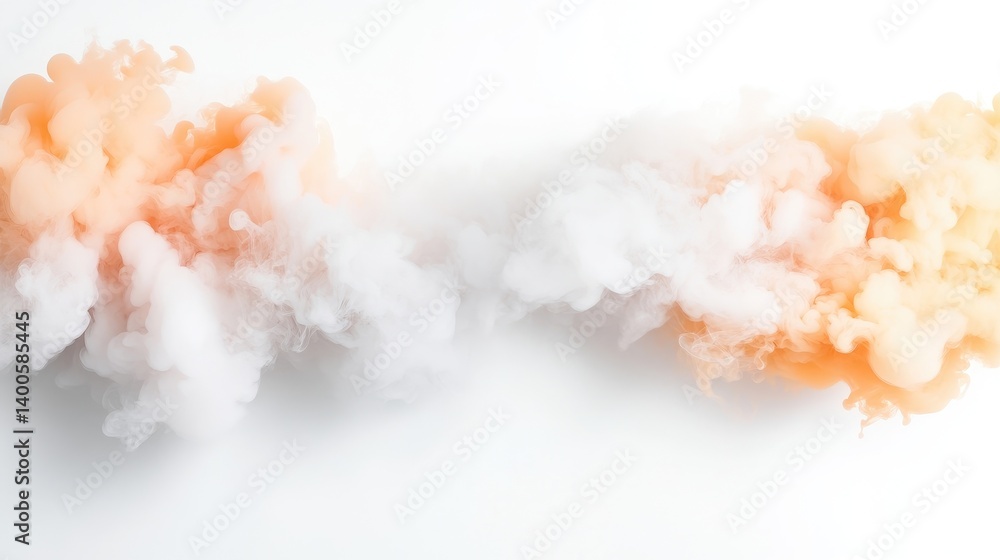 Poster ink clouds white and peach abstract style high resolution horizontal flowing design fluid movement w