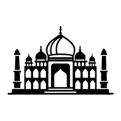 taj mahal icon, taj mahal silhouette vector illustration-simple silhouette illustration of taj mahal, perfect for taj mahal logos and icons