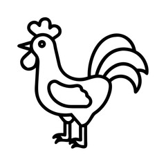 Outline drawing of a rooster vector illustration farm animal poultry bird chicken cock doodle art simple style
