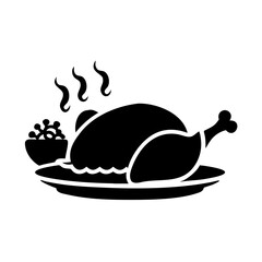 thanksgiving meal turkey icon, thanksgiving meal turkey silhouette vector illustration-simple silhouette illustration of thanksgiving meal turkey, perfect for thanksgiving meal turkey logos and icons