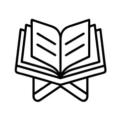 Open book vector icon illustration, reading book, education, learning, library, knowledge, study guide