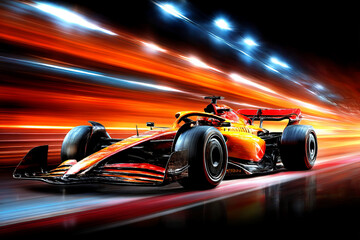 Naklejka premium Formula One car driving fast on the track