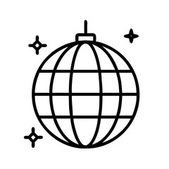 Disco ball vector illustration for party and celebration events with star light effects design