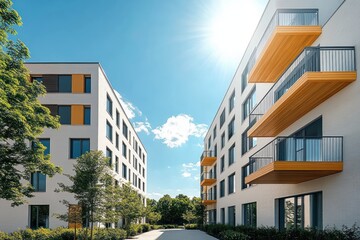 Sustainable Modern Residential Housing with Green Courtyards Eco-Friendly Apartments Energy Efficient Homes