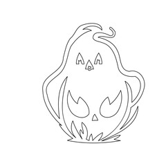 Outlined pumpkin face, spooky Halloween artwork