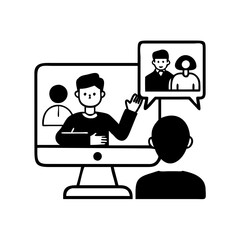 virtual classroom icon, virtual classroom silhouette vector illustration-simple silhouette illustration of virtual classroom, perfect for virtual classroom logos and icons