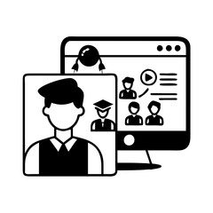 virtual classroom icon, virtual classroom silhouette vector illustration-simple silhouette illustration of virtual classroom, perfect for virtual classroom logos and icons