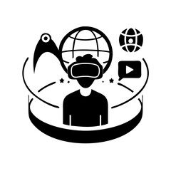 virtual tour icon, virtual tour silhouette vector illustration-simple silhouette illustration of virtual tour, perfect for virtual tour logos and icons