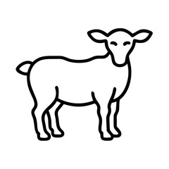 Outline lamb vector art, simple sheep drawing, farm animal illustration, cute lamb design vector
