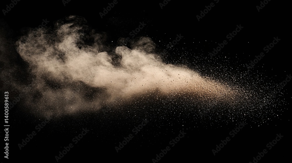 Poster Ethereal Dust Cloud: An Abstract Expression of Particle Motion on Black Backdrop