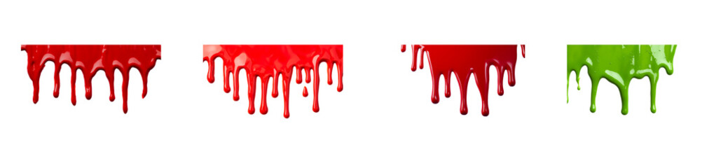 Colorful paint drips with a transparent background for design use