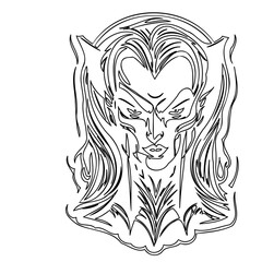 Line Art Portrait: Mystical Being Illustration