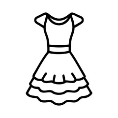 Outline drawing of a cute short sleeve dress with ruffles fashion apparel clothing design style