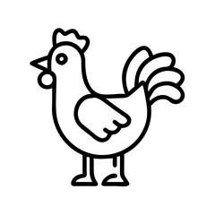 Chicken vector illustration poultry farm animal drawing outline style hen rooster fowl bird design graphic art