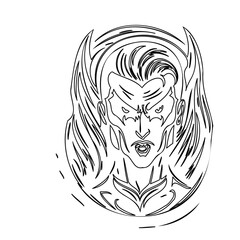 Black and White Demonic Creature Line Art