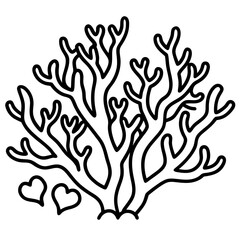 Heart-Inspired Coral Reef Line Art