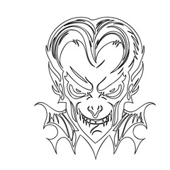 Sinister Vampire Portrait Outline Illustration