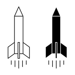 Rocket Icon Vector. Rocket Vector Icon in line style design. Symbol of Rocket. Vector illustration.