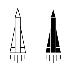 Rocket Icon Vector. Rocket Vector Icon in line style design. Symbol of Rocket. Vector illustration.