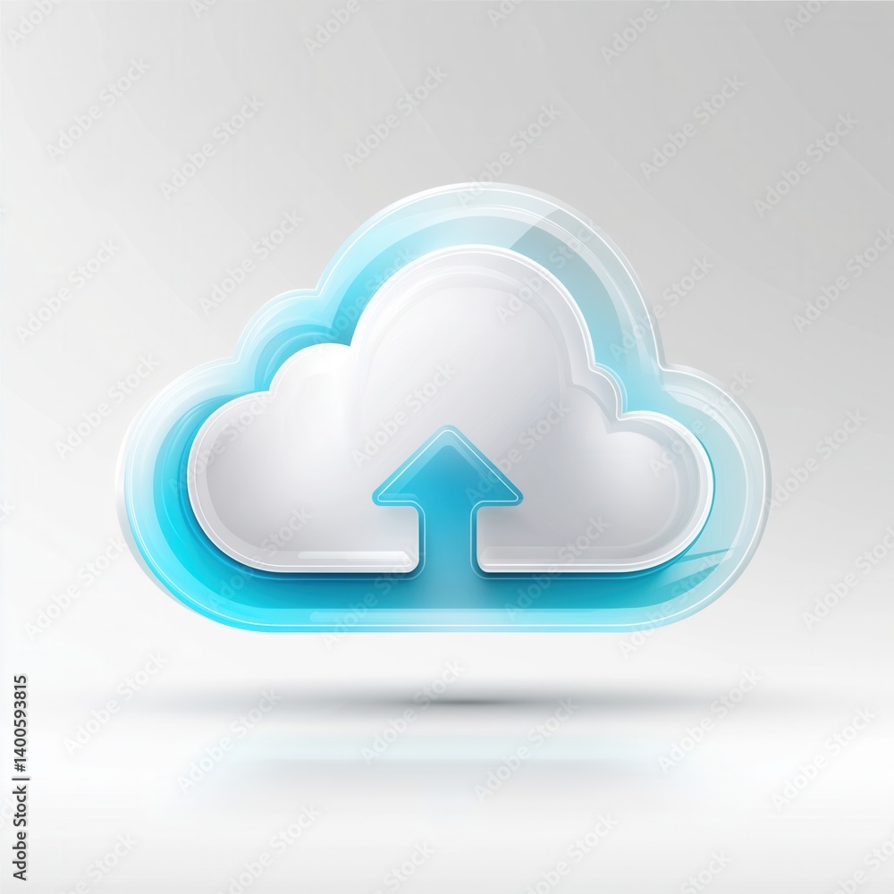 Aufkleber a sleek, stylized cloud icon with an upward arrow, representing cloud computing and data storage.